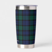 Personalized Green Plaid Checkered Rustic Tartan Thermobecher (Links)
