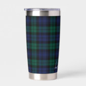 Personalized Green Plaid Checkered Rustic Tartan Thermobecher (Rechts)