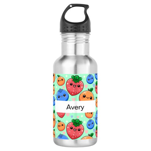 Personalized Green Smiling Fruit Edelstahlflasche (Vorderseite)
