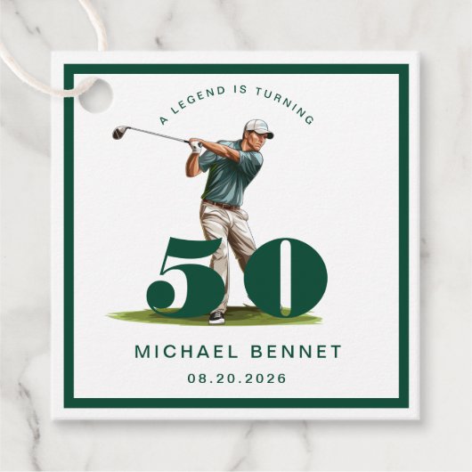 Personalized Green Sports Golf 50th Birthday Geschenkanhänger (Vorderseite)