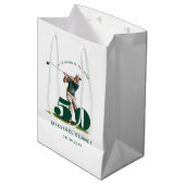 Personalized Green Sports Golf 50th Birthday Mittlere Geschenktüte (Vorderseite Schrägansicht)