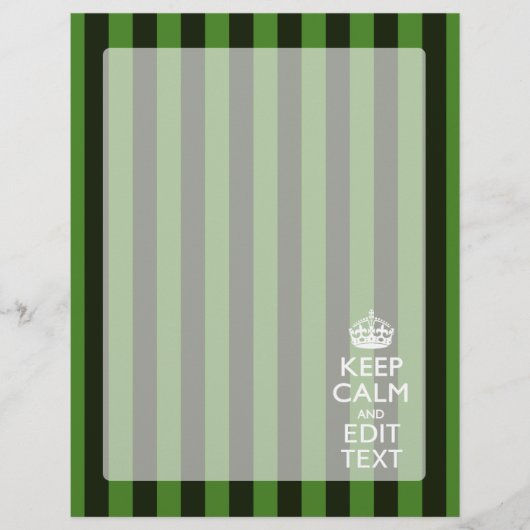Personalized Green Stripes Keep Calm Your Text (Vorderseite)