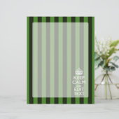 Personalized Green Stripes Keep Calm Your Text (Stehend Vorderseite)