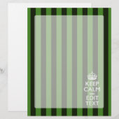 Personalized Green Stripes Keep Calm Your Text (Vorne/Hinten)