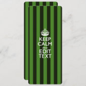 Personalized Green Stripes Keep Calm Your Text (Vorne/Hinten)