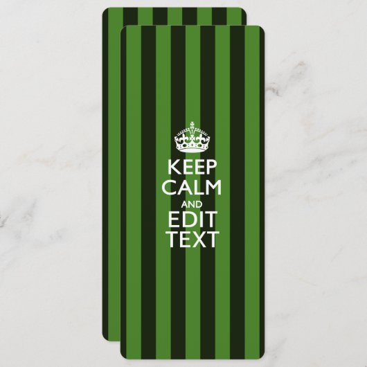 Personalized Green Stripes Keep Calm Your Text (Vorne/Hinten)