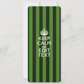 Personalized Green Stripes Keep Calm Your Text (Vorderseite)