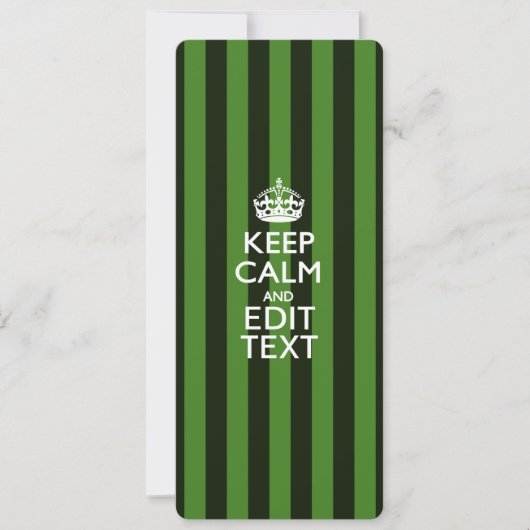 Personalized Green Stripes Keep Calm Your Text (Vorderseite)