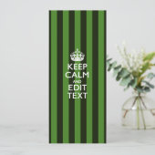Personalized Green Stripes Keep Calm Your Text (Stehend Vorderseite)