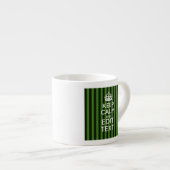 Personalized Green Stripes Keep Calm Your Text Espressotasse (Vorderseite Rechts)
