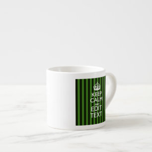 Personalized Green Stripes Keep Calm Your Text Espressotasse