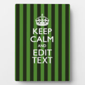 Personalized Green Stripes Keep Calm Your Text Fotoplatte (Vorderseite)