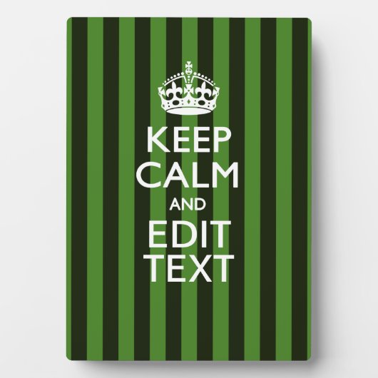 Personalized Green Stripes Keep Calm Your Text Fotoplatte (Vorderseite)