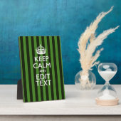 Personalized Green Stripes Keep Calm Your Text Fotoplatte (Seite)