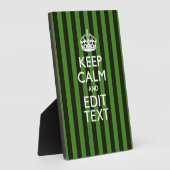 Personalized Green Stripes Keep Calm Your Text Fotoplatte (Seite)