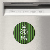 Personalized Green Stripes Keep Calm Your Text Magnet (In Situ (Geschirrspüler))