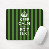 Personalized Green Stripes Keep Calm Your Text Mousepad (Mit Mouse)
