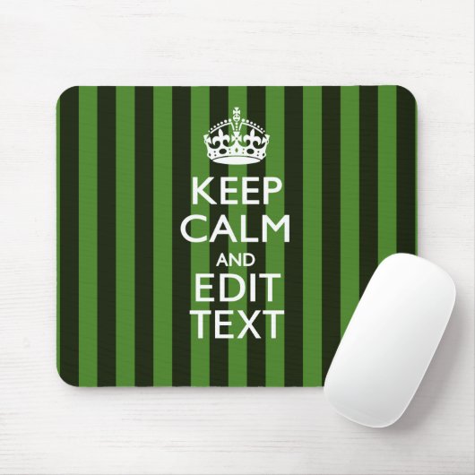 Personalized Green Stripes Keep Calm Your Text Mousepad (Mit Mouse)