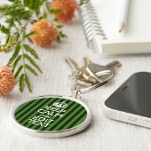 Personalized Green Stripes Keep Calm Your Text Schlüsselanhänger (Seite)