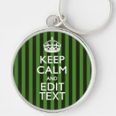 Personalized Green Stripes Keep Calm Your Text Schlüsselanhänger (Vorne)