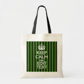 Personalized Green Stripes Keep Calm Your Text Tragetasche (Vorne)