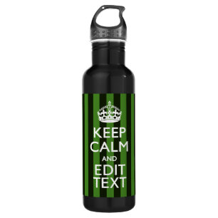 Personalized Green Stripes Keep Calm Your Text Trinkflasche