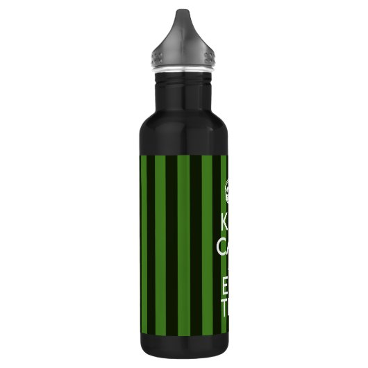 Personalized Green Stripes Keep Calm Your Text Trinkflasche (Links)