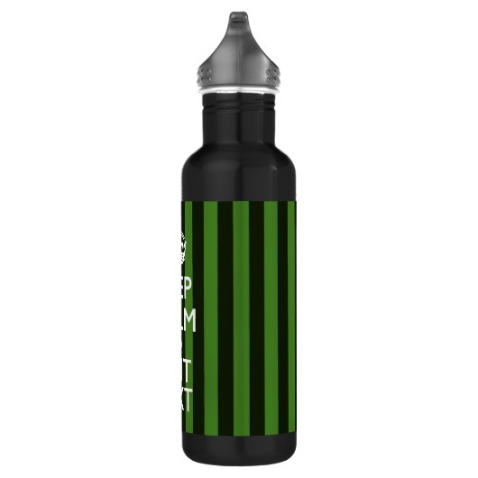 Personalized Green Stripes Keep Calm Your Text Trinkflasche (Rechts)