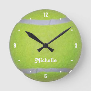 Personalized Green Tennis Ball Runde Wanduhr