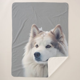 Personalized Grey Dog Photo Blanket Sherpadecke