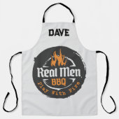 Personalized Grey Flames Real Men BBQ Grill Schürze (Vorderseite)