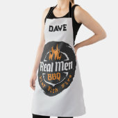 Personalized Grey Flames Real Men BBQ Grill Schürze (InSitu)