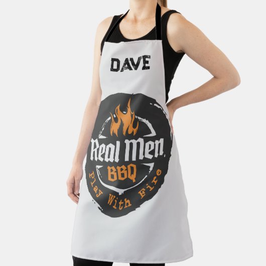 Personalized Grey Flames Real Men BBQ Grill Schürze (InSitu)