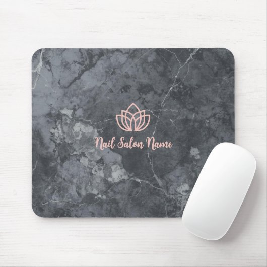 Personalized Grey Marbel Nail Studio Branding Mousepad (Mit Mouse)