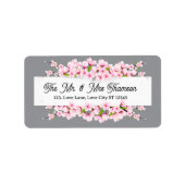 Personalized Grey & Pink Cherry Blossom Wedding  Adressaufkleber (Vorne)