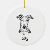 Personalized Greyhound Dog Christmas Keramik Ornament (Hinten)