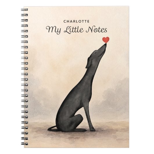 Personalized Greyhound Notebook with Name Notizblock (Vorderseite)