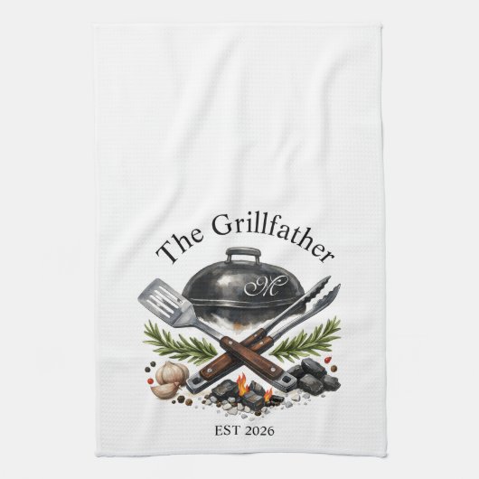 Personalized Grillfather Monogram Geschirrtuch (Vertikal)
