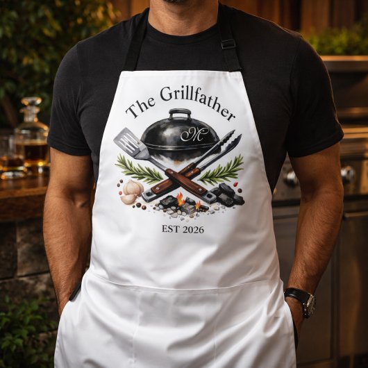 Personalized Grillfather Monogram Schürze