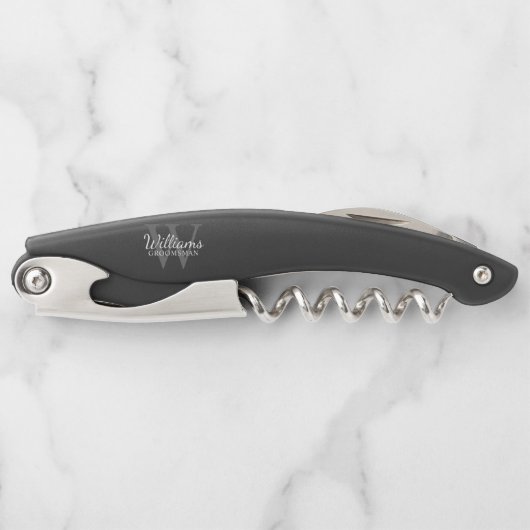 Personalized Groomsman's Monogram and Name Kellnermesser (Vorderseite)