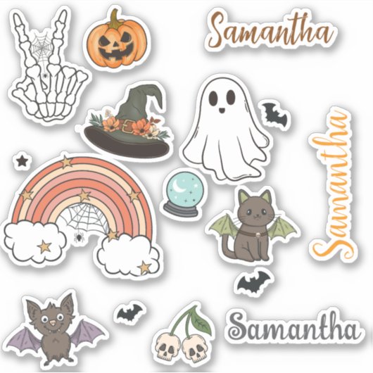 Personalized Groovy Halloween Fun Set  Aufkleber (Vorderseite)