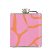 Personalized Groovy Orange and Pink Retro Flower Flachmann (Rückseite)