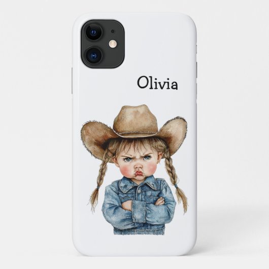 Personalized Grumpy Cowgirl in Denim Jacket Case-Mate iPhone Hülle (Rückseite)