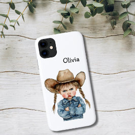 Personalized Grumpy Cowgirl in Denim Jacket Case-Mate iPhone Hülle