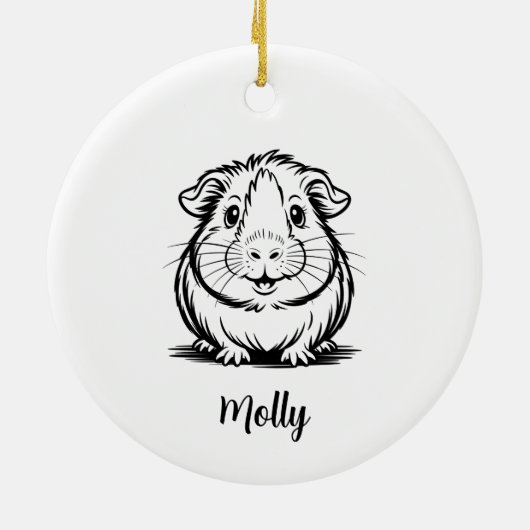 Personalized Guinea Pig Christmas Keramik Ornament (Hinten)
