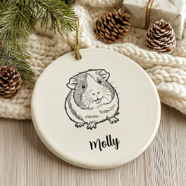 Personalized Guinea Pig Christmas Keramik Ornament