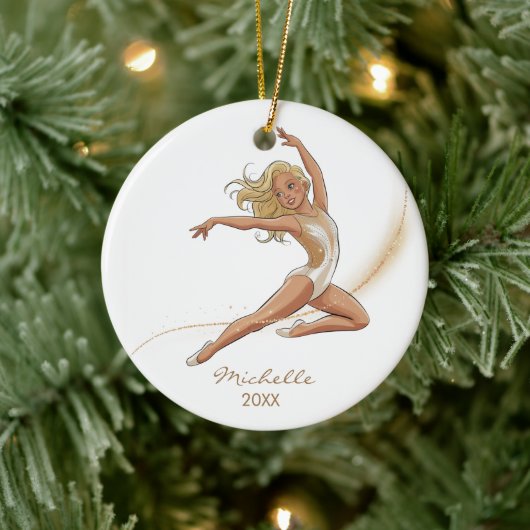 Personalized Gymnast gymnastics Girl Christmas  Keramik Ornament (Baum)