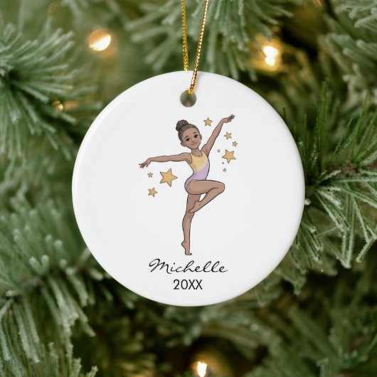 Personalized Gymnast gymnastics Girl Christmas Keramik Ornament (Baum)