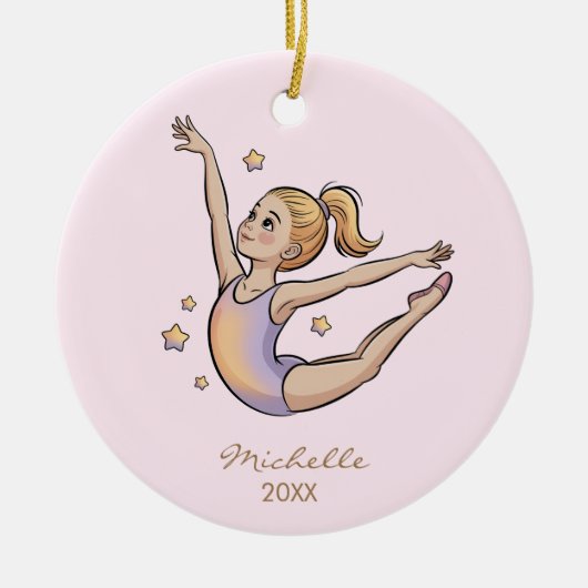 Personalized Gymnast gymnastics Girl Christmas Keramik Ornament (Vorne)