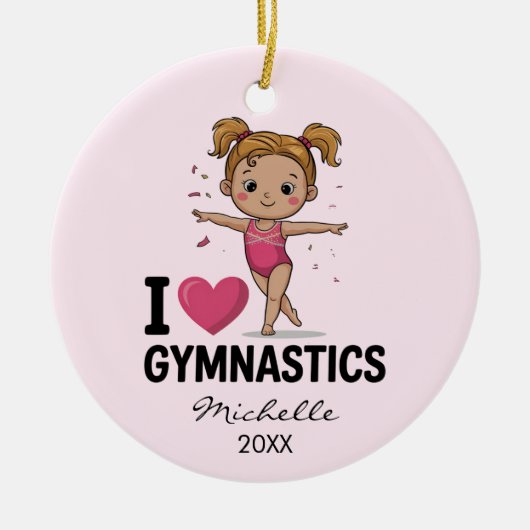 Personalized Gymnast gymnastics Girl Christmas     Keramik Ornament (Vorne)